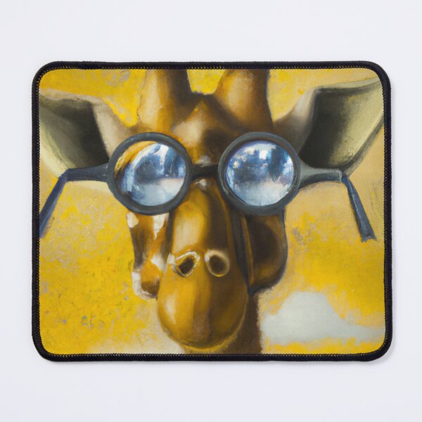 Item preview, Giraffe with glasses - A surrealist-style portrait of a Giraffe. designed and sold by BLACKSUN-SHOP.
