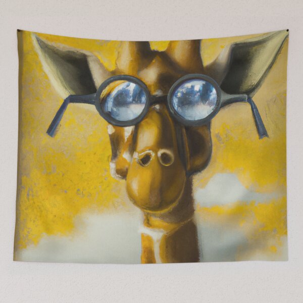 Item preview, Giraffe with glasses -  A surrealist-style portrait of a Giraffe. designed and sold by BLACKSUN-SHOP.