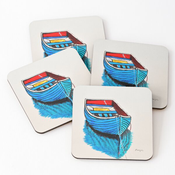 Item preview, The Blue Boat abstract landscape designed and sold by artbymanjiri.