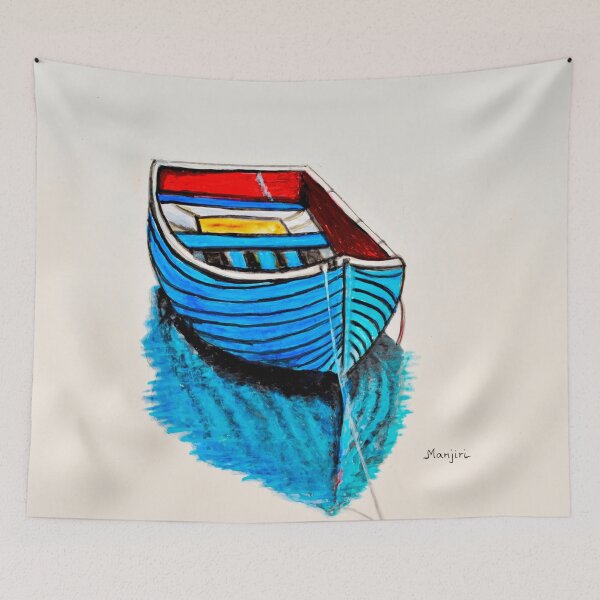 Item preview, The Blue Boat abstract landscape designed and sold by artbymanjiri.