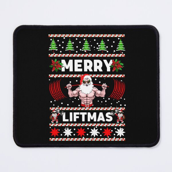 Item preview, Merry Liftmas Christmas Santa Lifting Barbell Squatmas designed and sold by Gym Beasts ⭐⭐⭐⭐⭐.