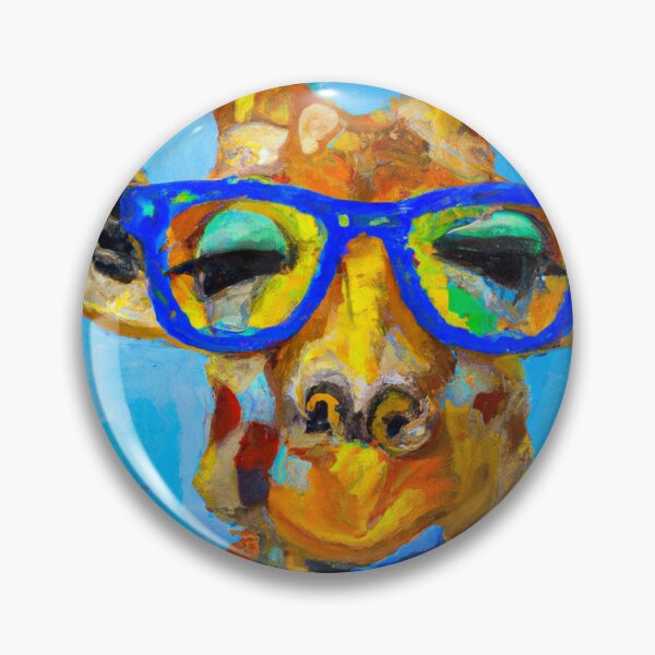 Item preview, Giraffe with blue glasses - colorful impressionistic portrait of a Giraffe. designed and sold by BLACKSUN-SHOP.