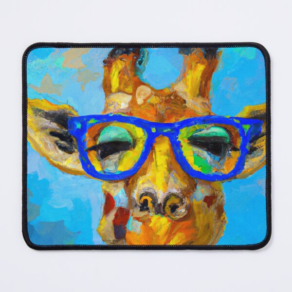 Item preview, Giraffe with blue glasses - colorful impressionistic portrait of a Giraffe. designed and sold by BLACKSUN-SHOP.