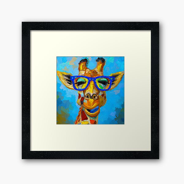 Item preview, Giraffe with blue glasses - colorful impressionistic portrait of a Giraffe. designed and sold by BLACKSUN-SHOP.