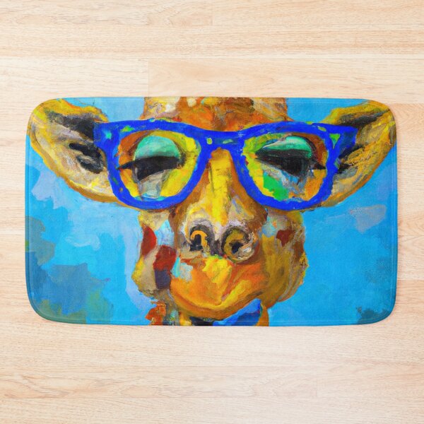 Item preview, Giraffe with blue glasses - colorful impressionistic portrait of a Giraffe. designed and sold by BLACKSUN-SHOP.