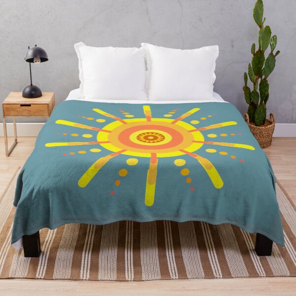 Item preview, yellow Sun pattern retro style design blue designed and sold by Bakkia.