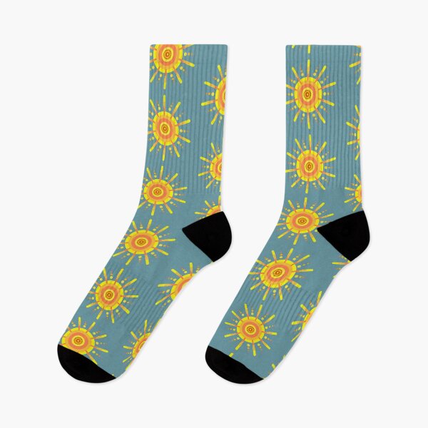 Item preview, yellow Sun pattern retro style design blue designed and sold by Bakkia.