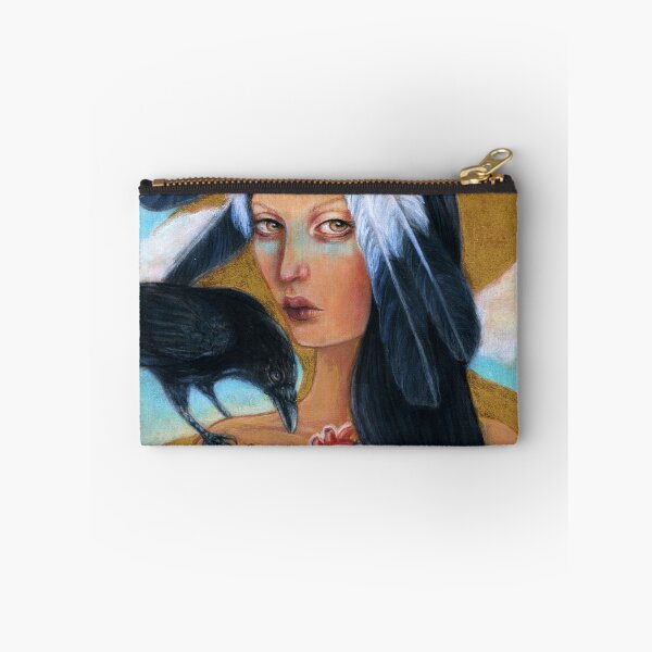 Item preview, Wounded crow sacred heart woman portrait designed and sold by MoonSpiral.