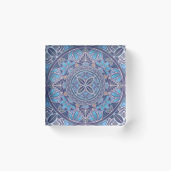 Item preview, Floral Star Pacific Mandala blue sky designed and sold by AprilAppleArt.