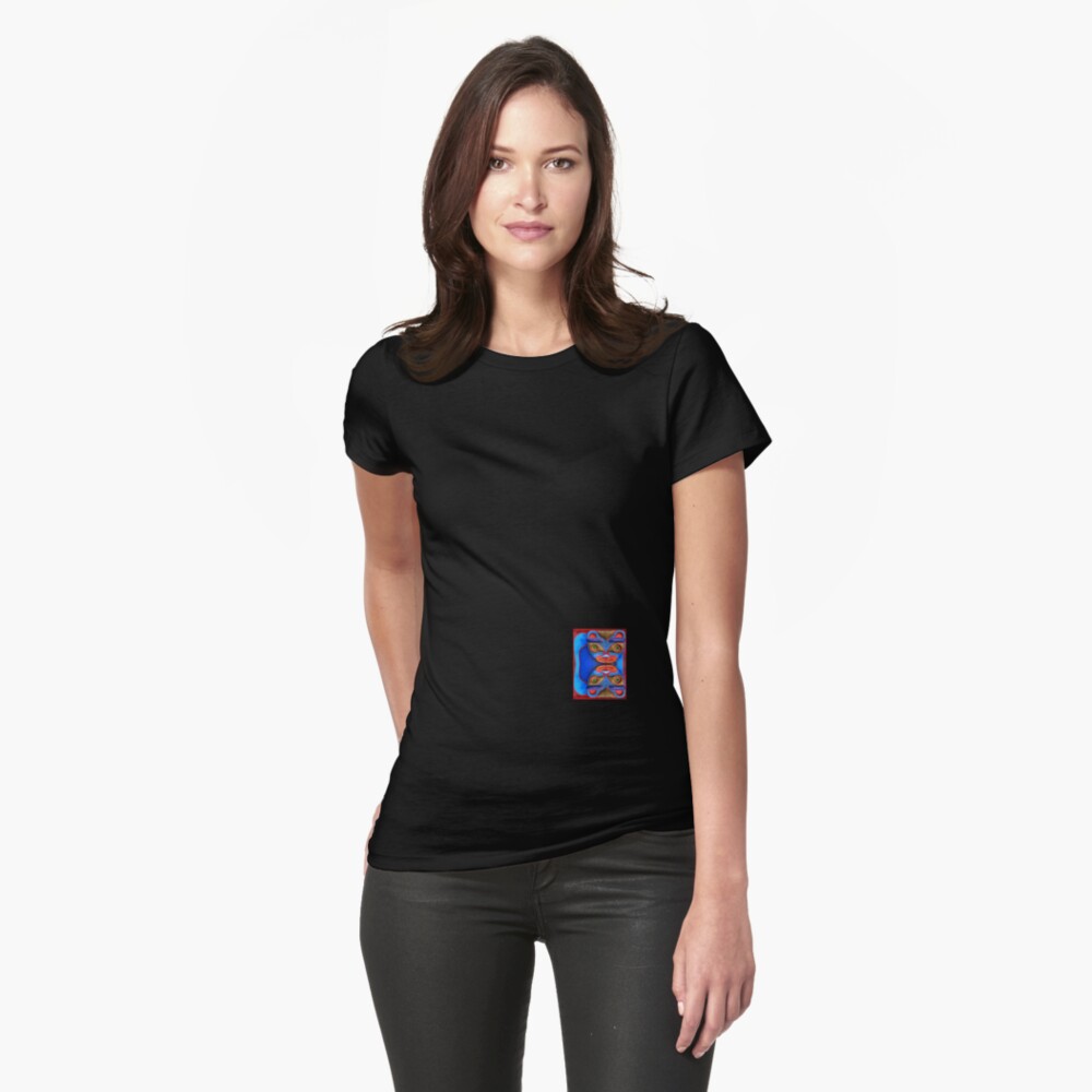 Blue Cats (small down) Fitted T-Shirt
