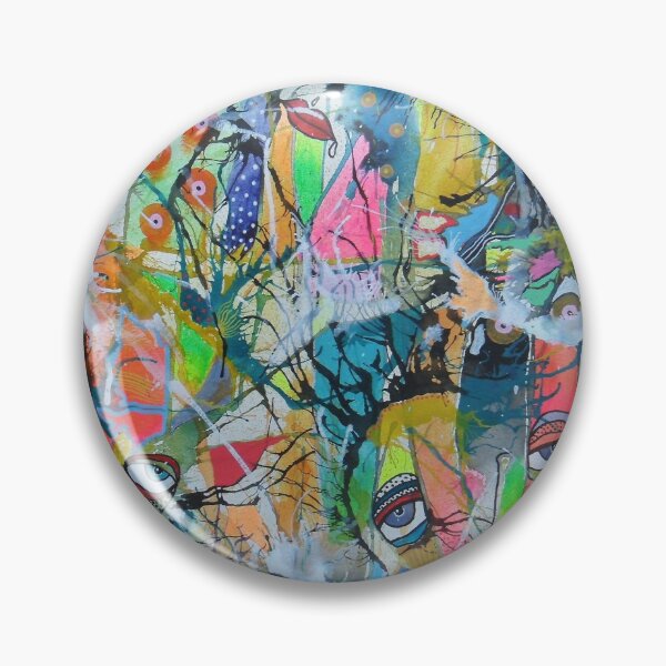 Item preview, Surreal Faces Abstract Bright Colour designed and sold by BeaOutsiderArt.