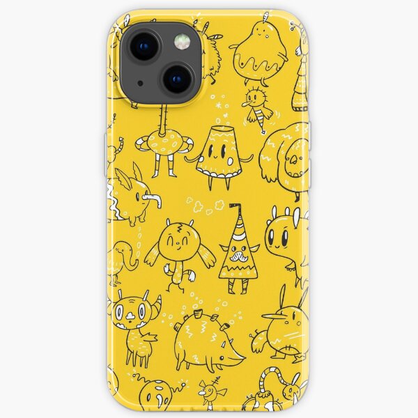 Random Creatures on yellow iPhone Soft Case