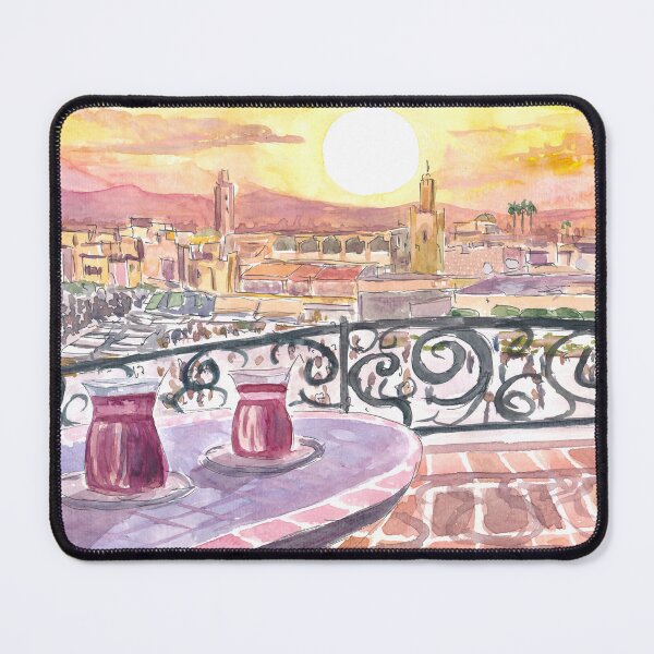 Item preview, Amazing Marrakech Morocco Rooftop Romance with Tea and Fna Square designed and sold by artshop77.