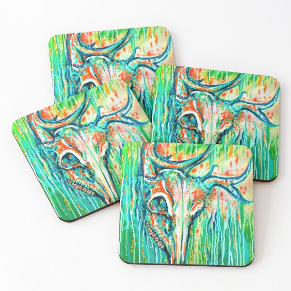 Item preview, Deer Skull 02 - green oj designed and sold by RabiesKitten.