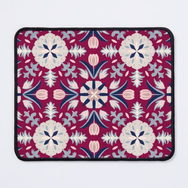 Item preview, Vintage Floral Tile - Dark Red and Blue designed and sold by FloraDayDesign.