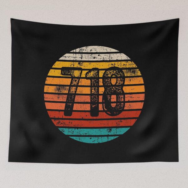 Item preview, Distressed Vintage Sunset 718 Area Code designed and sold by Gold Wings Tees.