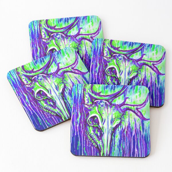 Item preview, Deer Skull 02 - green violet "indigo wendigo" designed and sold by RabiesKitten.