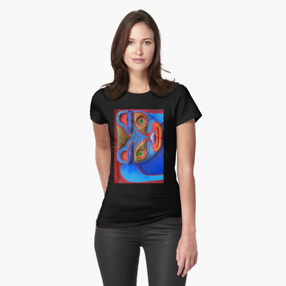 Blue Cat (big rotated) Fitted T-Shirt