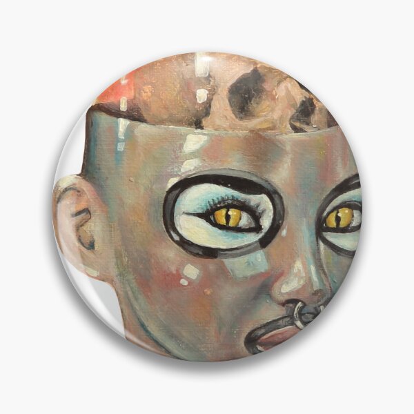 Item preview, Future Cyborg Girl | Skull Brain Terminator | Candy Girl Surreal Pop Art | Steam Punk Original Painting By Tyler Tilley designed and sold by Tyler Tilley.
