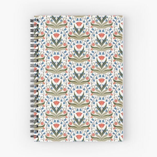 Item preview, Vintage Tulips And Bluebells - Red and Blue designed and sold by FloraDayDesign.