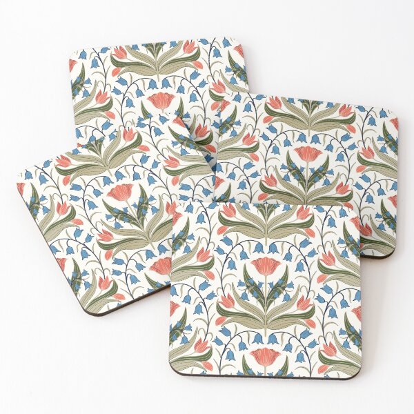 Item preview, Vintage Tulips And Bluebells - Red and Blue designed and sold by FloraDayDesign.
