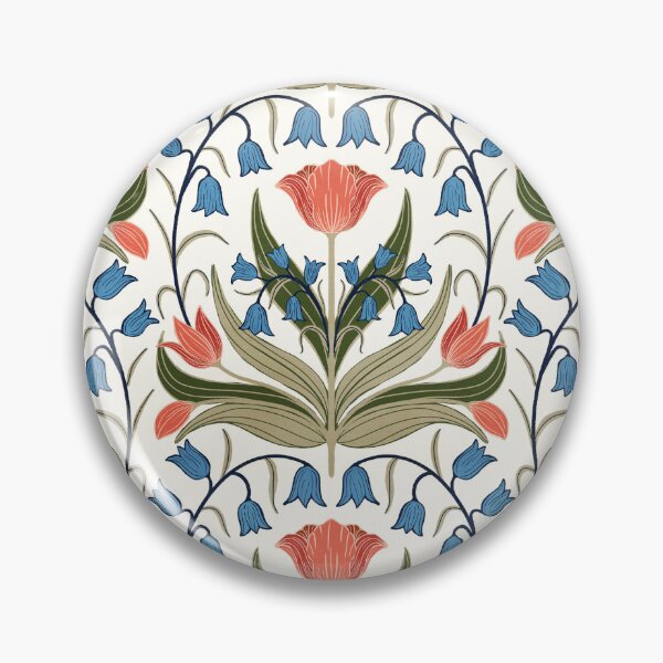 Item preview, Vintage Tulips And Bluebells - Red and Blue designed and sold by FloraDayDesign.