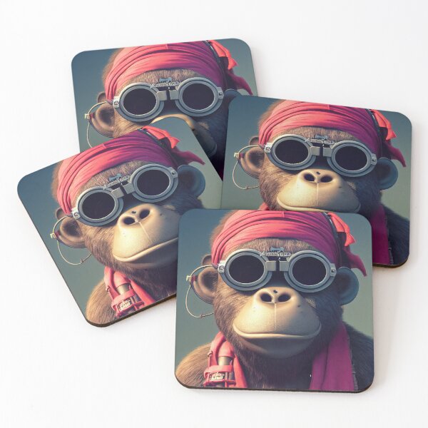 Item preview, Anthropomorphic Tiny Cute Cyberpunk Pirate Gorilla designed and sold by MimozaStudio.