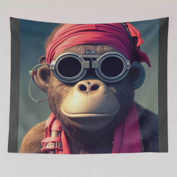 Item preview, Anthropomorphic Tiny Cute Cyberpunk Pirate Gorilla designed and sold by MimozaStudio.