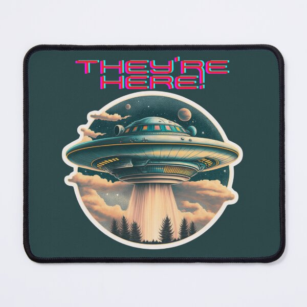 Item preview, They're Here! - Retro flying saucer design. designed and sold by TheVarc.