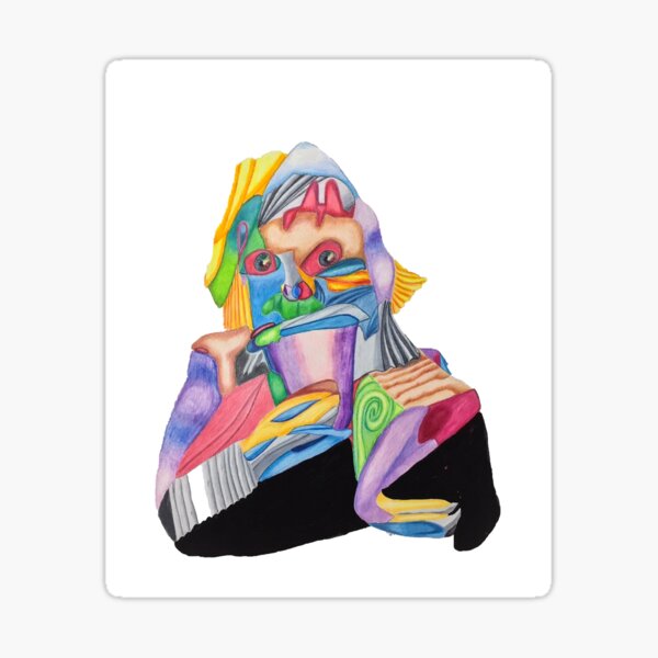 Fractured Portrait of Lena with Coffee Cup Sticker