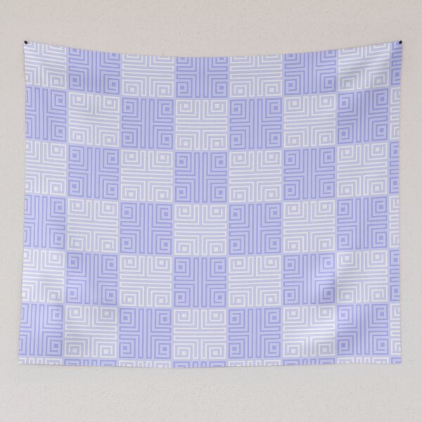 Item preview, Pastel Blue Greek Key Pattern Checkered designed and sold by Tamas Das.