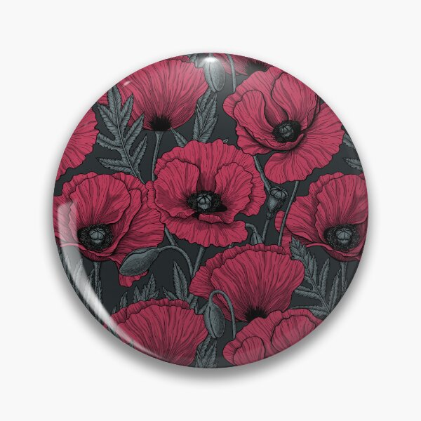 Item preview, Poppies in Viva Magenta Color of the Year 2023 on dark gray designed and sold by Katerina Mitkova Kirilova.