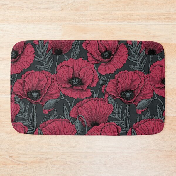 Item preview, Poppies in Viva Magenta Color of the Year 2023 on dark gray designed and sold by Katerina Mitkova Kirilova.