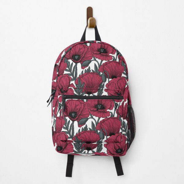 Item preview, Poppies in Viva Magenta Color of the Year 2023 on white designed and sold by Katerina Mitkova Kirilova.