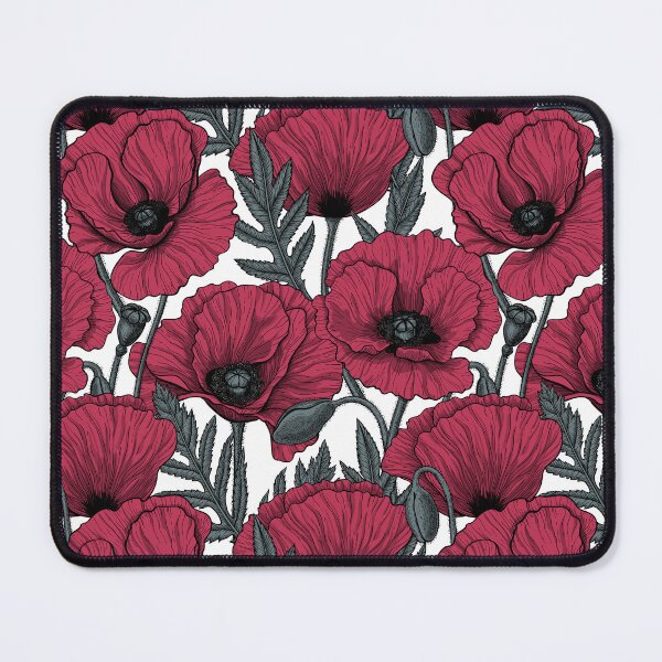Item preview, Poppies in Viva Magenta Color of the Year 2023 on white designed and sold by Katerina Mitkova Kirilova.