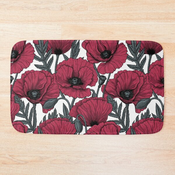 Item preview, Poppies in Viva Magenta Color of the Year 2023 on white designed and sold by Katerina Mitkova Kirilova.