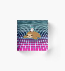 Hamster and Sloth Vaporwave Acrylic Block