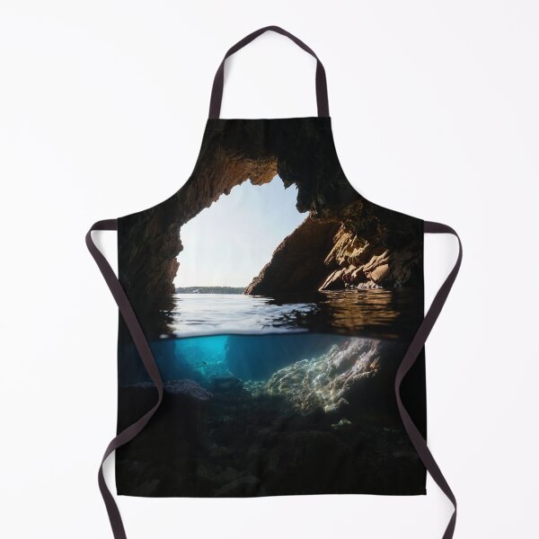 Item preview, Inside a sea cave on the shore split view over under water designed and sold by Seaphotoart.