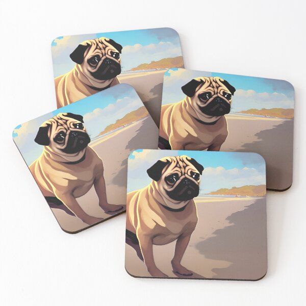 Item preview, Pug At The Beach Artwork designed and sold by StickerBird.