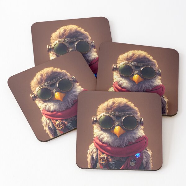 Item preview, Anthropomorphic Tiny Cute Cyberpunk Pirate Falcon designed and sold by MimozaStudio.