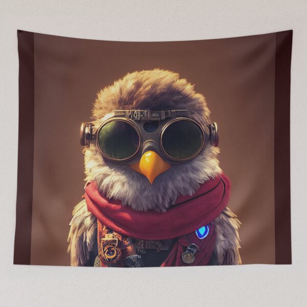 Item preview, Anthropomorphic Tiny Cute Cyberpunk Pirate Falcon designed and sold by MimozaStudio.