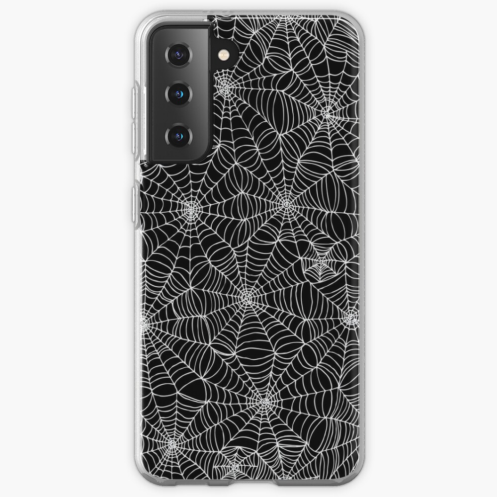 Spider web pattern - white on black by Cecca Designs Samsung Galaxy Phone Case