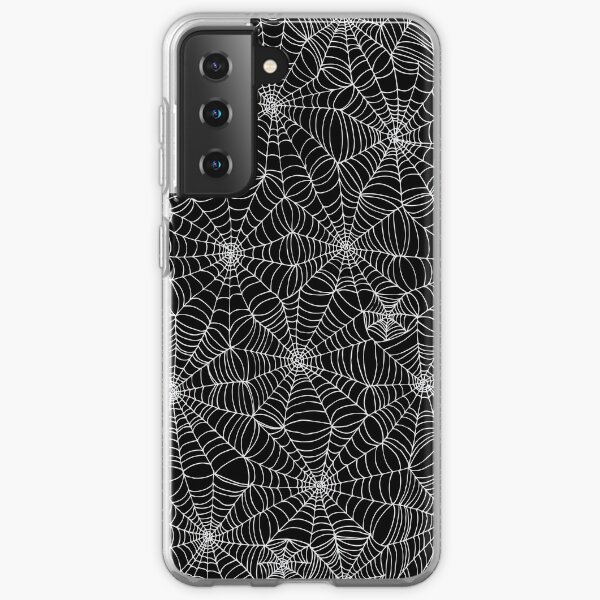Spider web pattern - white on black by Cecca Designs Samsung Galaxy Soft Case