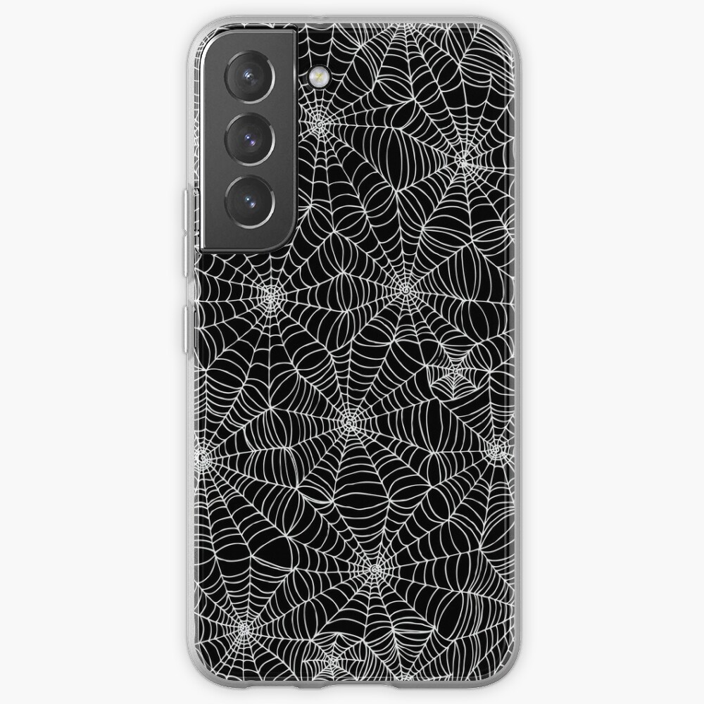 Spider web pattern - white on black by Cecca Designs Samsung Galaxy Phone Case