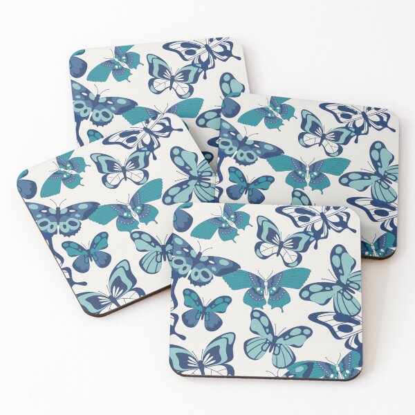 Item preview, Blue Retro Butterflies Print designed and sold by Auliv Art.
