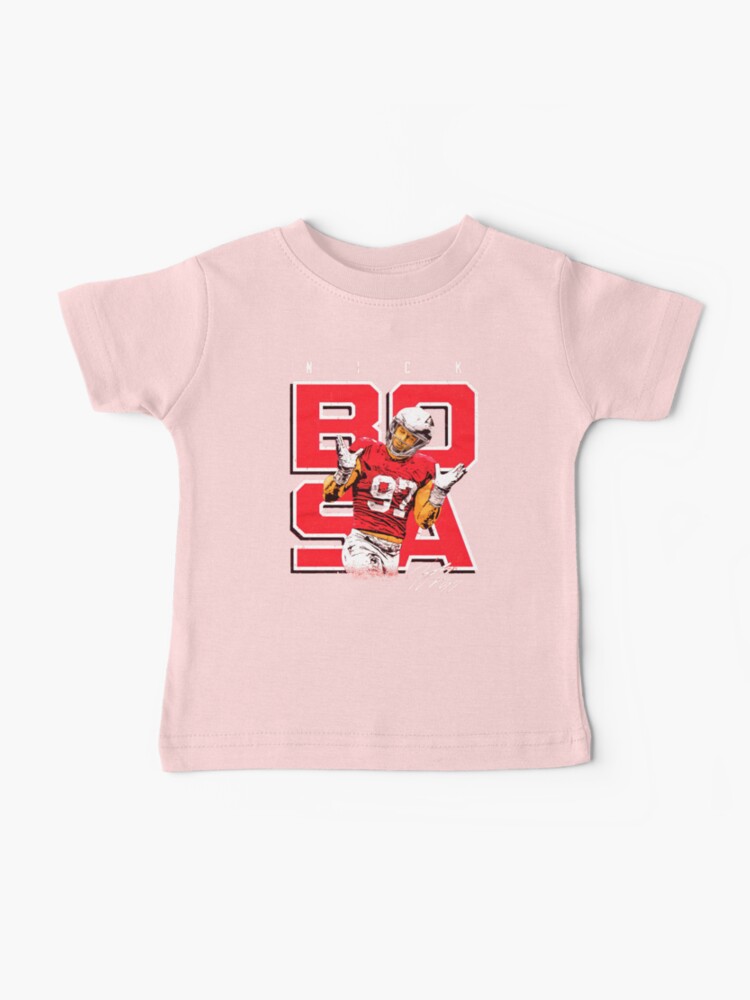 Girls Youth Nick Bosa Pink San Francisco 49ers Fashion Fan Gear V-Neck T- Shirt