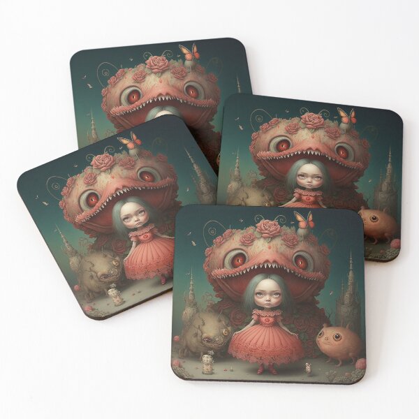 Item preview, Little devil doll girl in a surreal landscape designed and sold by ladarkepoque.