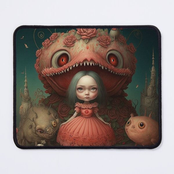 Item preview, Little devil doll girl in a surreal landscape designed and sold by ladarkepoque.