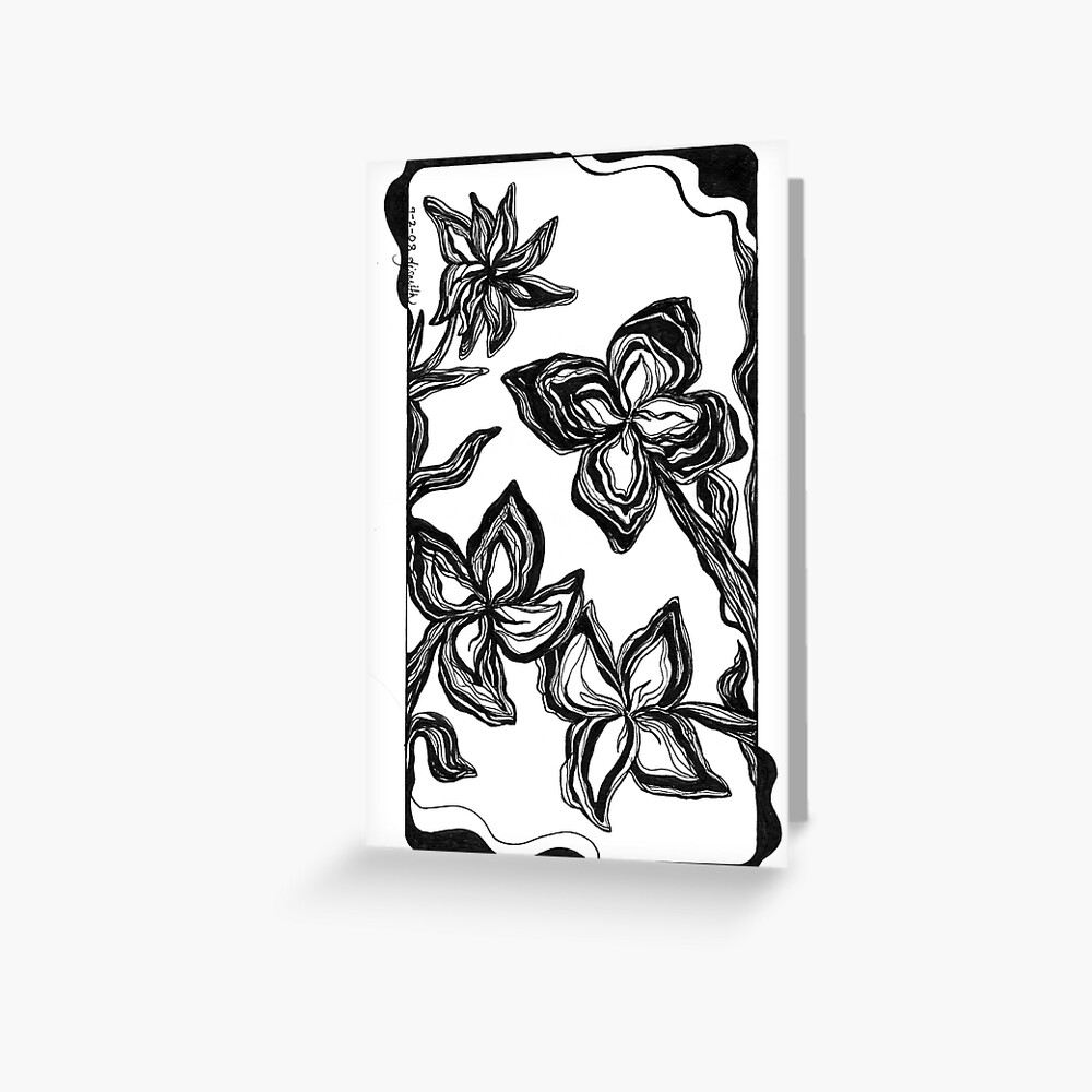 Flowery, Ink Drawing Greeting Card