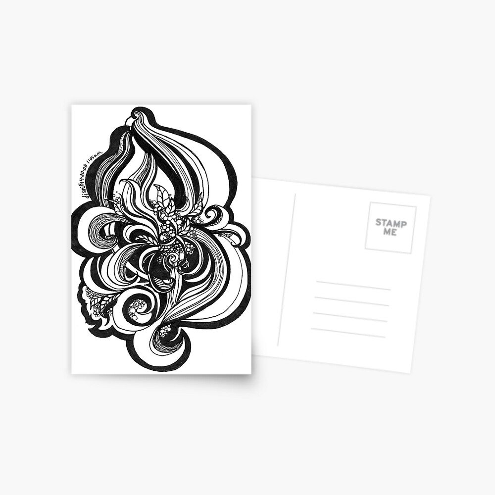 Verdure, Ink Drawing Postcard